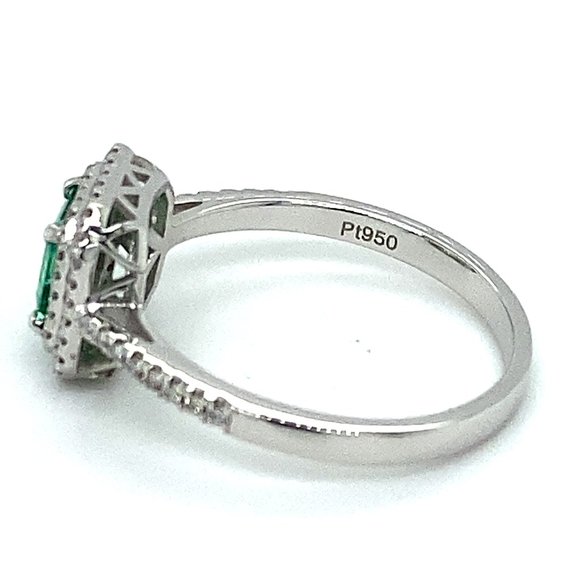 Certified Emerald .50ct Diamonds 950 Platinum Ring - Picture 5 of 10